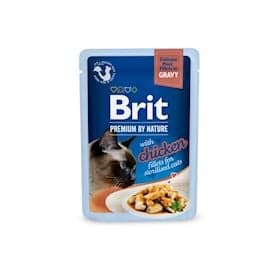 Nəm yem Brit Premium Delicate Fillets in Gravy axtalanmış pişiklər üçün, toyuq ilə, 85 q