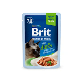 Nəm yem Brit Premium Delicate Fillets in Gravy axtalanmış pişiklər üçün, ördək ilə, 85 q
