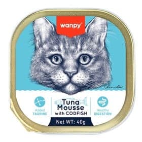 Nəm yem pişiklər üçün Wanpy Tuna Mousse With Coldfish, 40 q