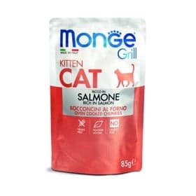 Nəm yem pişik balaları üçün Monge Grill Rich In Salmon 85 q