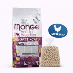 Quru yem Monge Sterilized Best for Breeders Chicken sterilizə və kastrasiya olunmuş pişiklər üçün toyuq ilə 1 kq