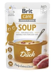 Nəm yem Brit Care Soup pişiklər üçün, ördək ilə yem 75 q