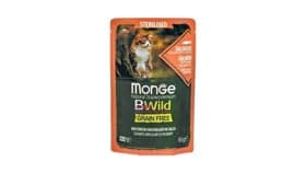 Nəm yem Monge Bwild Cat Pouch Sterilised with Salmon and Shrimps 85 q