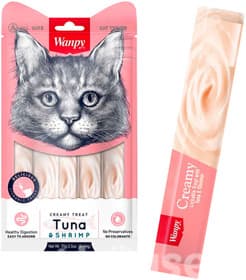 Pişiklər üçün məzə Wanpy Creamy Treat, tuna ilə krevetka, 1 əd