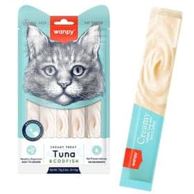 Pişiklər üçün məzə Wanpy Creamy Treat, tuna və treska ilə, 1 əd