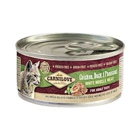 Pişiklər üçün konserv Carnilove Chicken, Duck & Pheasant, toyuq, ördək və qırqovul ilə, 100 qr