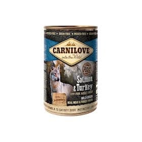 Yetkin itlər üçün konserv Carnilove Salmon & Turkey, qızılbalıq və hindtoyuğu ilə, 400 qr