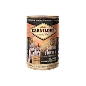İt balaları üçün konserv Carnilove Salmon & Turkey, qızılbalıq və hindtoyuğu ilə, 400 qr