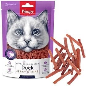 Məzə pişiklər üçün Wanpy Soft Duck Jerky Strips, ördək filesi ilə, 80 q