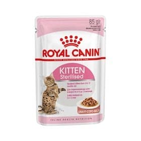 Yem Royal Canin Kitten Sterilesed, nəm, 12 aya qədər sterilizə olunmuş pişiklər üçün, 85 q