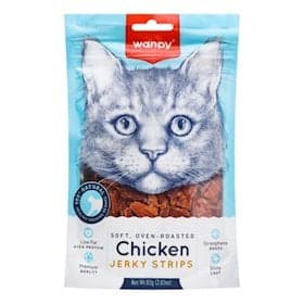 Zolaqlar Wanpy Chicken Jerky Strips pişiklər üçün, toyuq, 80 q