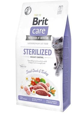 Quru yem Brit Care Cat GF Sterilized Weight Control sterilizasiya edilmiş pişiklər üçün, 1 kq, Çəki ilə