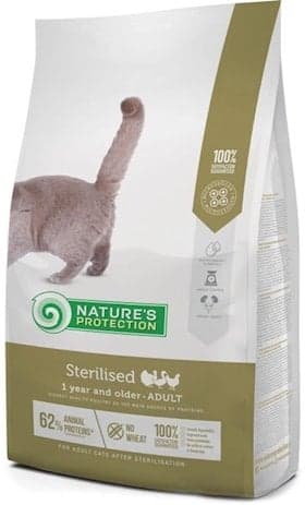 Quru yem Nature`s Protection Sterilised yetkin pişiklər üçün, quş əti ilə, çəki ilə 1 kq