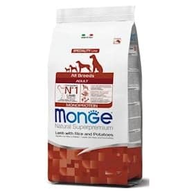 Quru yem Monge Natural, yetkin itlər üçün, quzu əti, düyü və kartof ilə, 1 kq
